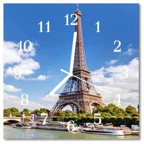 Ceas de perete din sticla pătrat Turnul Eiffel Arhitectura multi-colorat