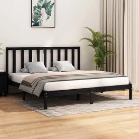 3105179 vidaXL Cadru de pat Super King, negru, 180x200 cm, lemn masiv de pin