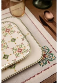 Set de veselă 26 buc alb/verde/porțelan