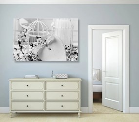Tablou natura moartă romantică în stilul vintage în design alb-negru