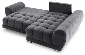 Colțar extensibil cu tapițerie de catifea și șezlong pe partea dreaptă Windsor & Co Sofas Nuage, gri închis