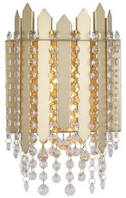 Aplica de perete metal auriu, cristale din sticla Spear