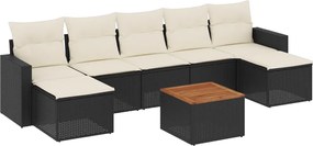 vidaXL Set mobilier de grădină cu perne, 8 piese, negru, poliratan