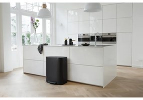 Cos de gunoi Brabantia Bo Pedal 1003191, 2x30 L, Inchidere lina, Baza antiderapanta, Negru