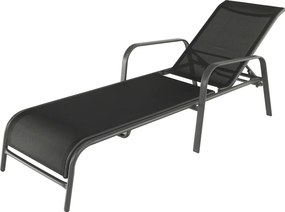 Stivuibil şezlong de grădină reglabil, negru/gri, ATREO