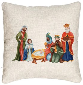 Perna Decorativa Canapea cu tematica de Craciun, Isus - Darul lui Dumnezeu, 40x40 cm, Cu fermoar