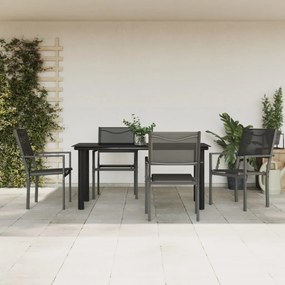 vidaXL Set mobilier de grădină, 5 piese, negru, oțel și textilenă