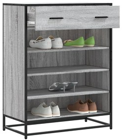 vidaXL Pantofar, sonoma gri, 75x38x97,5 cm, lemn prelucrat/metal