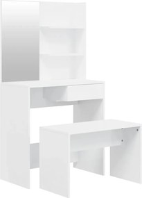 vidaXL Set măsuță de toaletă, alb extralucios, 74,5x40x141 cm