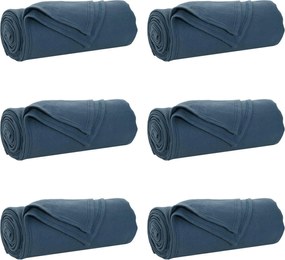 vidaXL Pături de aruncat 6 pcs Albastru marin 240 x 220 cm Molton