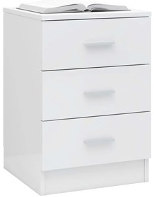 Noptiera, 2 buc., alb extralucios, 38x35x56 cm, PAL