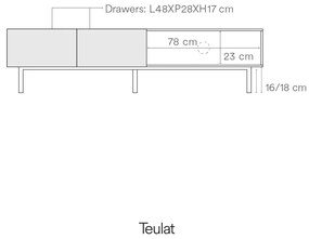 Masă TV albă/în culoare naturală cu aspect de lemn de stejar 180x45 cm Arista – Teulat