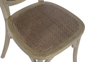 Scaun dining din lemn de ulm cu spătar și șezut împletit din rattan, 44×42×95 cm, „Medallion"