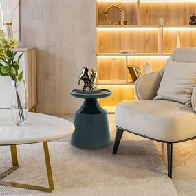 Masuta laterala rotunda din MDF Mina verde inchis