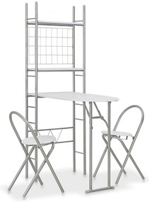 vidaXL Set mobilier bucătărie cu depozitare, 3 piese, alb, MDF și oțel