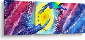 Tablou - Atingere (cu ceas) (90x30 cm)