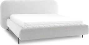 Pat matrimonial bej tapițat cu spațiu de depozitare cu somieră 160x200 cm Pointt – ELTAP