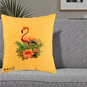 Perna Decorativa Raton in Halat Roz, 40x40 cm, Galben, Husa Detasabila, Perna Inclusa, BEKZ®