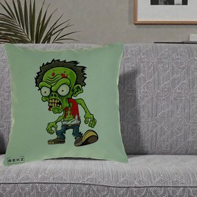 Perna Decorativa Zombie Halloween, 40x40 cm, Verde, Husa Detasabila, Perna Inclusa, BEKZ®