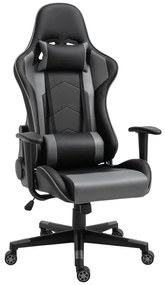 Vinsetto Fotoliu de birou ergonomic, fotoliu de gaming, fotoliu rotativ, piele artificială, spumă, Negru, 67,5 x 74 x 126-136 cm | Aosom Romania
