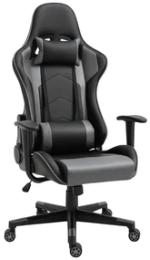 Vinsetto Fotoliu de birou ergonomic, fotoliu de gaming, fotoliu rotativ, piele artificială, spumă, Negru, 67,5 x 74 x 126-136 cm | Aosom Romania