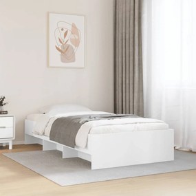vidaXL Cadru de pat, alb, 90x190 cm, lemn prelucrat