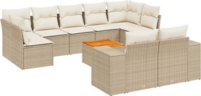 vidaXL Set canapele de grădină cu perne, 10 piese, bej, poliratan