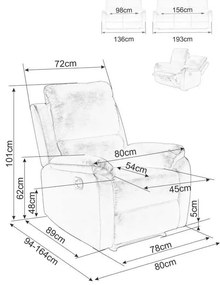 Scaun reclinabil Bud III, gri