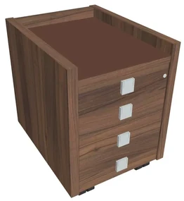 Comodă mobilă Verno 47 x 60 cm cu sticlă, 4 sertare, nuc / maro