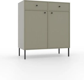 Comodă cu doua usi si doua serare, 84x41x94cm, Tili System, ADRK Furniture (Culoare: Eucalipt / Eucalipt)
