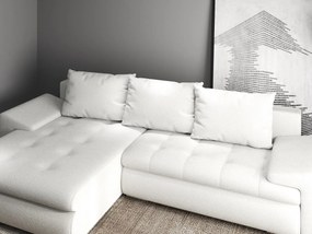 Colțar extensibil dumonde cu ladă de depozitare si sezut confortabil din spuma high-density, Leonardo Euphoria Ivory 260x185 cm