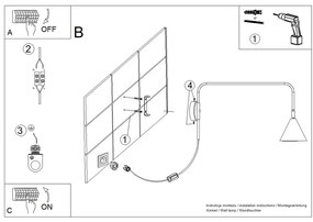Aplică de perete teracotă cu alimentare la priză Zylo – Sollux