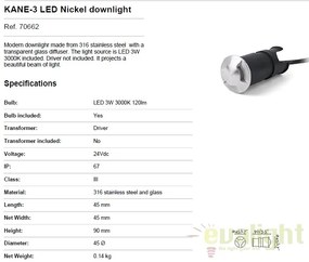 SPOT LED INCASTRABIL DE EXTERIOR KANE-3 70662