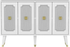 Comoda DERASI, alb/auriu, PAL melaminat, 120x30x80 cm