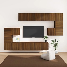 3120307 vidaXL Set dulapuri TV, 10 piese, stejar maro, lemn prelucrat