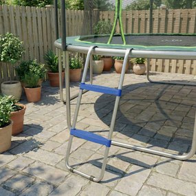 SPORTNOW Scară pentru trambulină 2 trepte late cu cârlig universal, cadru din oțel galvanizat, capacitate 150 kg, 97x32x7 cm, Albastru | Aosom Romania