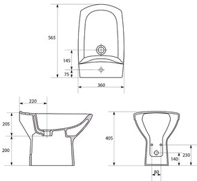 Bideu stativ Cersanit, Carina, rectangular, alb