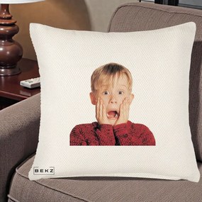 Perna Decorativa Kevin Singur Acasa, 40x40 cm, Crem Reliefat, Husa Detasabila, Perna Inclusa, BEKZ®