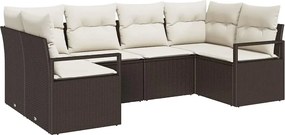 vidaXL Set de canapea cu pernă 6 pcs Maro poliratan