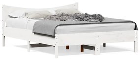 3216364 vidaXL Cadru de pat cu tăblie, alb, 160x200 cm, lemn masiv de pin