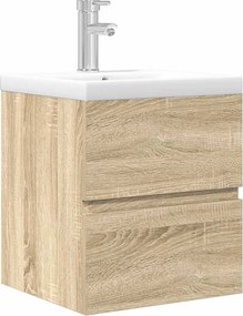 vidaXL Set mobilier de baie, 2 piese, stejar sonoma, lemn prelucrat
