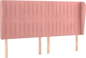 vidaXL Tăblie de pat cu aripioare, roz, 203x23x118/128 cm, catifea