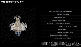 Aplica de perete cristal Bohemia N25 552/04/1-A, 3-P