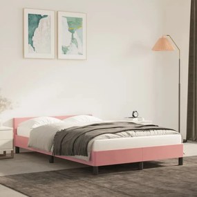 347566 vidaXL Cadru de pat cu tăblie, roz, 120x200 cm, catifea