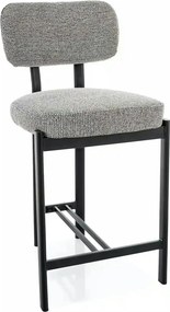Scaun bar MISAKI H-2, gri/negru, stofă/metal, 45x44x92 cm