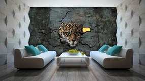 Fototapet - Jaguar după zid (152,5x104 cm), în 8 de alte dimensiuni noi