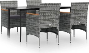 vidaXL Set de servit masa pentru grădină, 5 piese, gri și negru