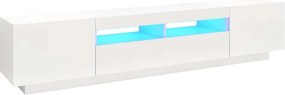 vidaXL Comodă TV cu lumini LED, alb, 200x35x40cm