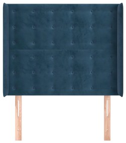 Tablie pat cu aripioare albastru inchis 93x16x118 128cm catifea 1, Albastru inchis, 93 x 16 x 118 128 cm