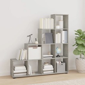 342598 vidaXL Bibliotecă în trepte, gri beton, 142 cm, lemn compozit